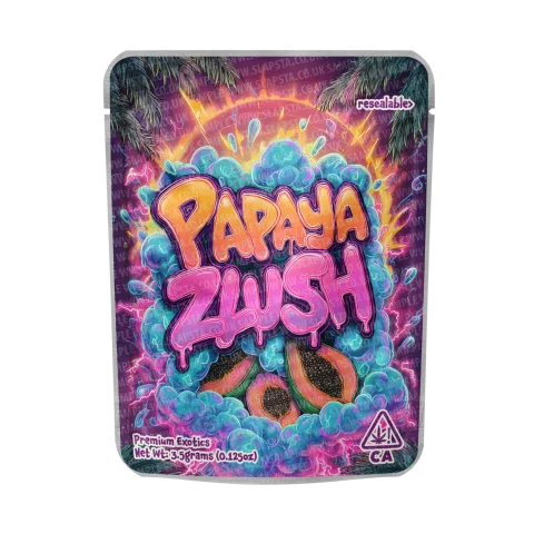 Papaya Zlush Mylar Pouches Pre-Labeled