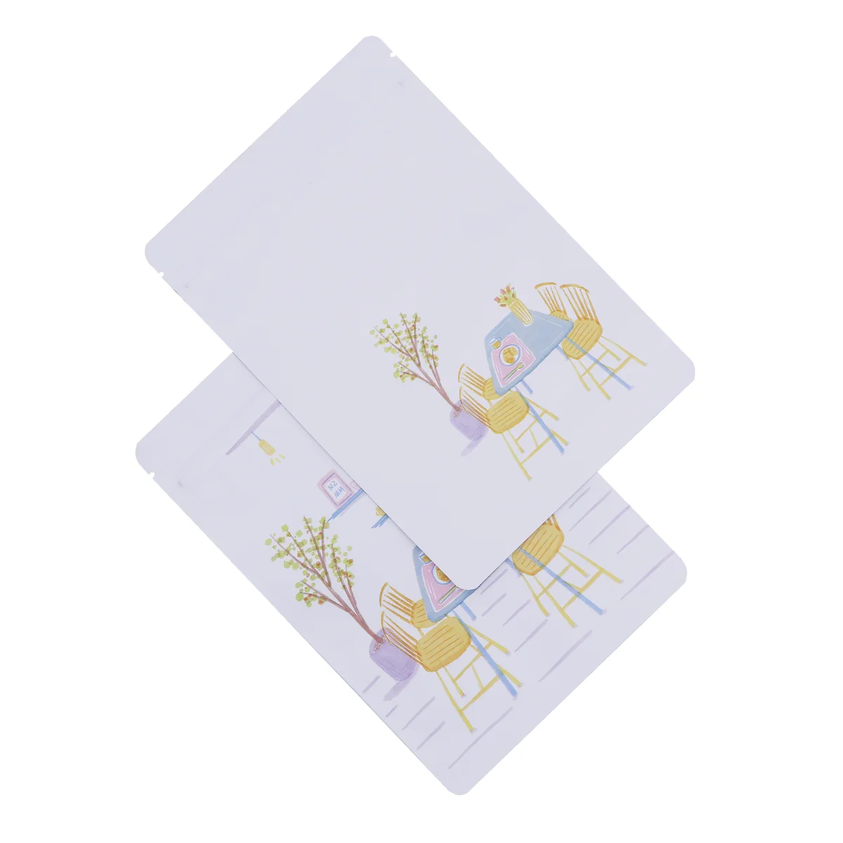 Matte White Landscape Print Mylar Stand-Up Bag